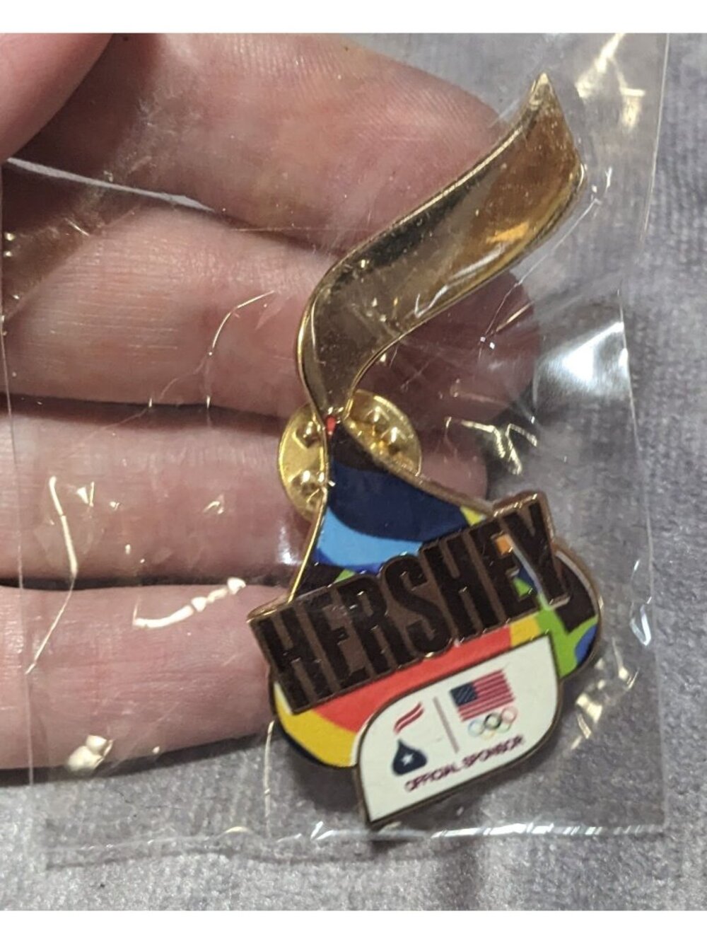 Retro Sports Olympic Hershey Enamel Pin USA Team Sponsor Collectible